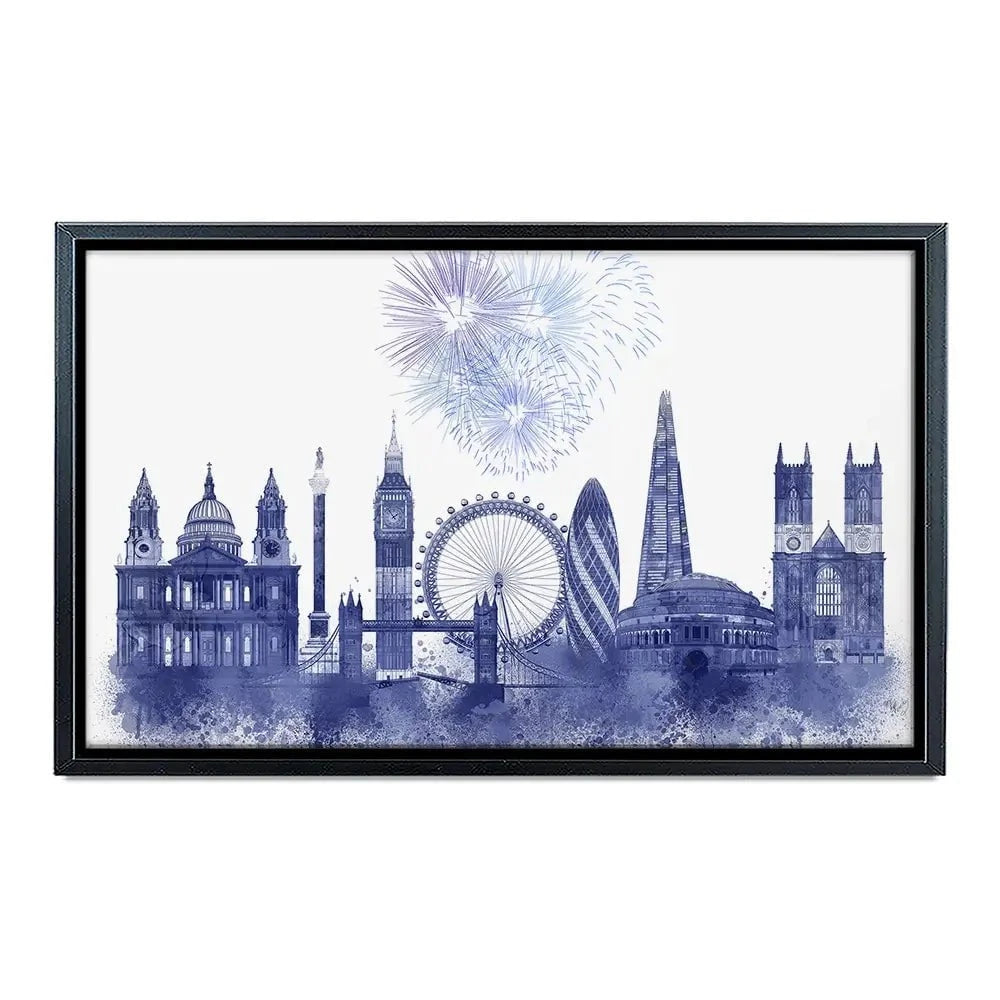 London Skyline Watercolour Splash Blue Canvas Print London Skyline Watercolour Splash Blue Canvas Print wall art product Fab Funky