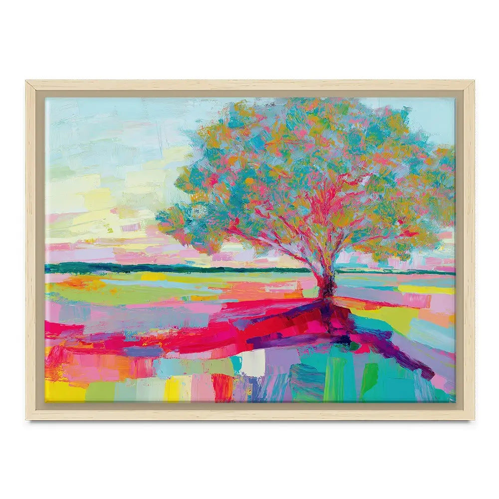 Lone Oak In A Vivid Field Canvas Print Lone Oak In A Vivid Field Canvas Print wall art product Chromatic Storm Studio