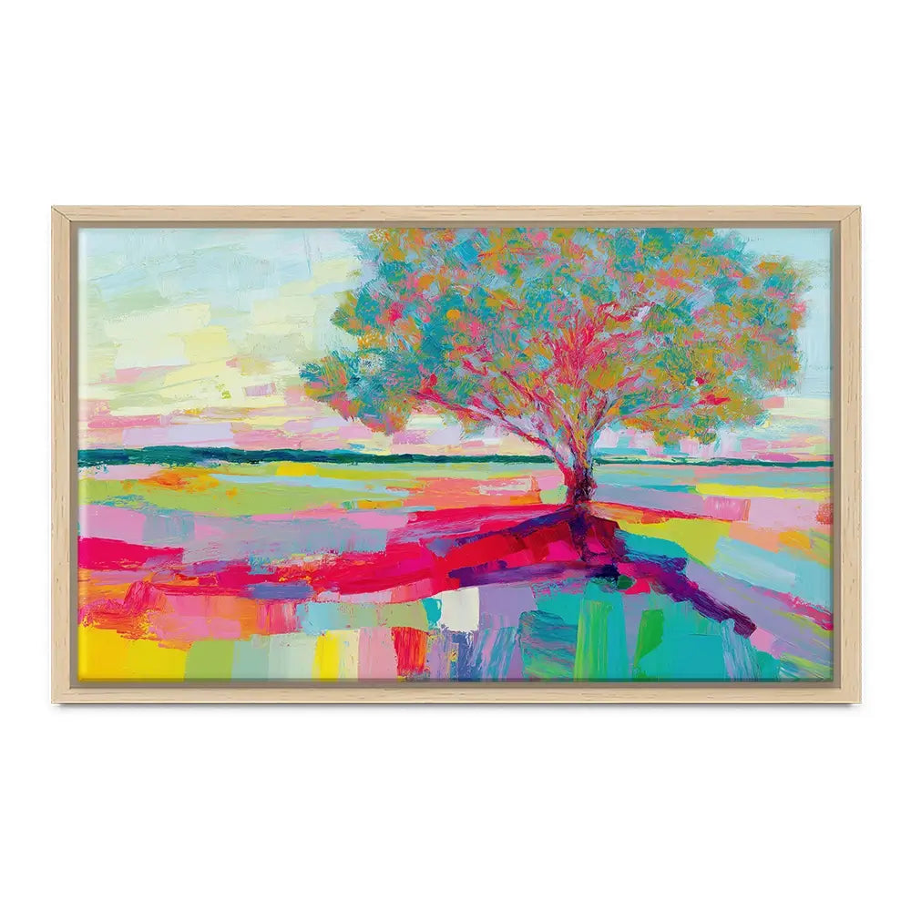 Lone Oak In A Vivid Field Canvas Print Lone Oak In A Vivid Field Canvas Print wall art product Chromatic Storm Studio