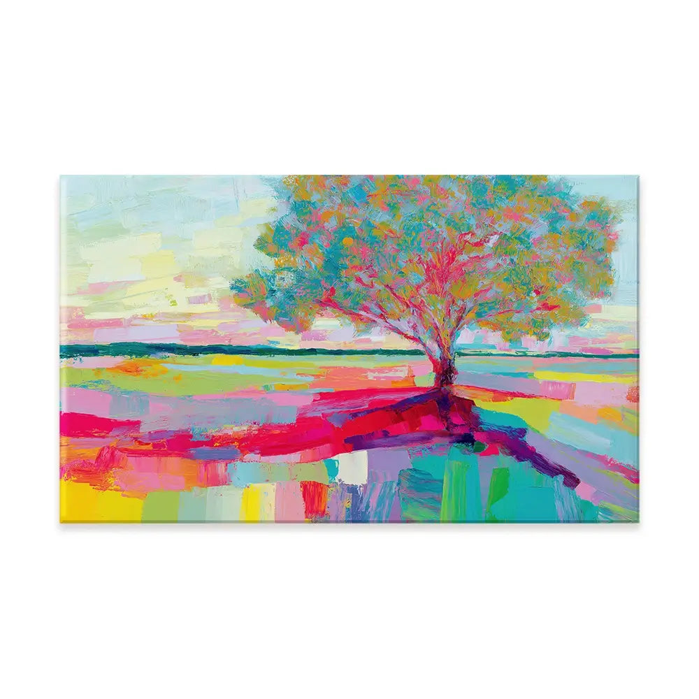 Lone Oak In A Vivid Field Canvas Print Lone Oak In A Vivid Field Canvas Print wall art product Chromatic Storm Studio
