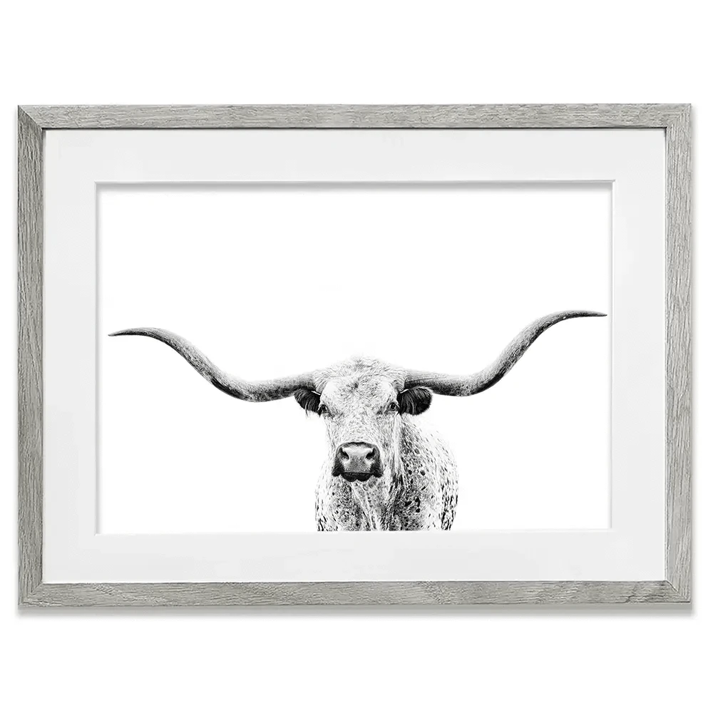 Longhorn Gaze Framed Art Print Longhorn Gaze Framed Art Print wall art product PH Burchett