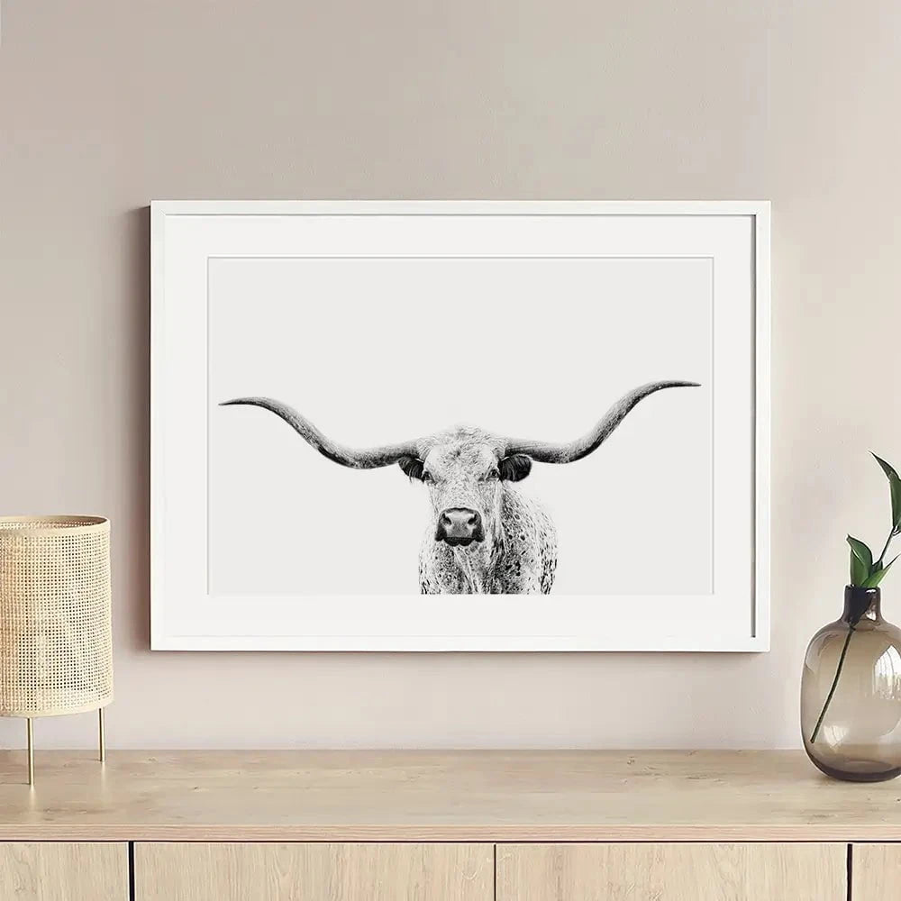 Longhorn Gaze Framed Art Print Longhorn Gaze Framed Art Print wall art product PH Burchett