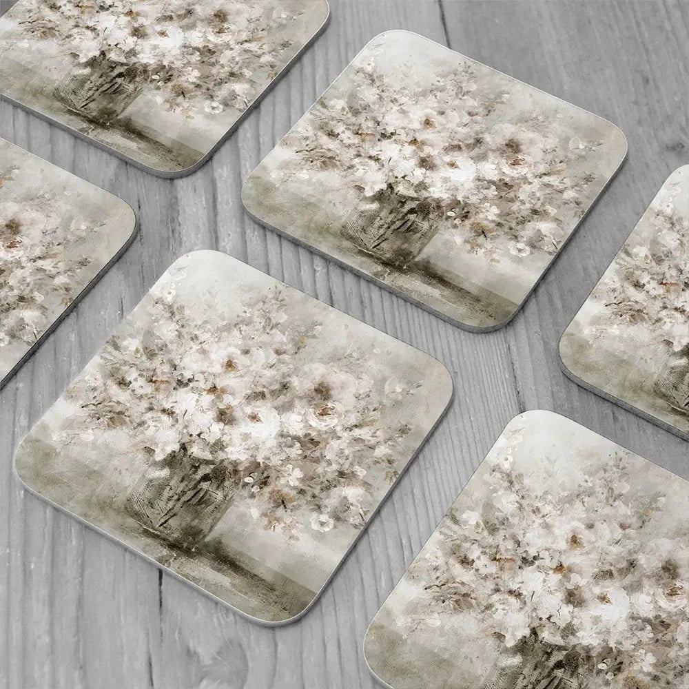 Lovely White Bouquet Coaster Set Lovely White Bouquet Coaster Set wall art product Carol Robinson