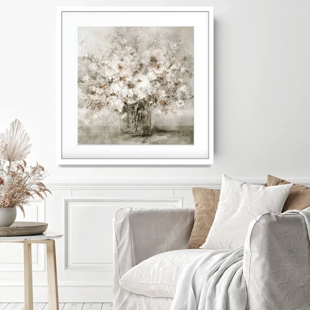 Lovely White Bouquet Square Framed Art Print Lovely White Bouquet Square Framed Art Print wall art product Carol Robinson
