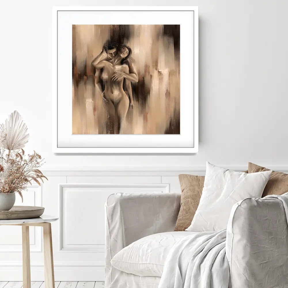 Lovers Embrace Square Framed Art Print Lovers Embrace Square Framed Art Print wall art product Isabella Karolewicz