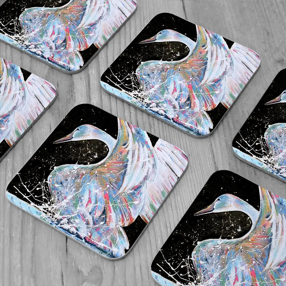 Loyal Swan Coaster Set Loyal Swan Coaster Set wall art product Studio Paint-Ing
