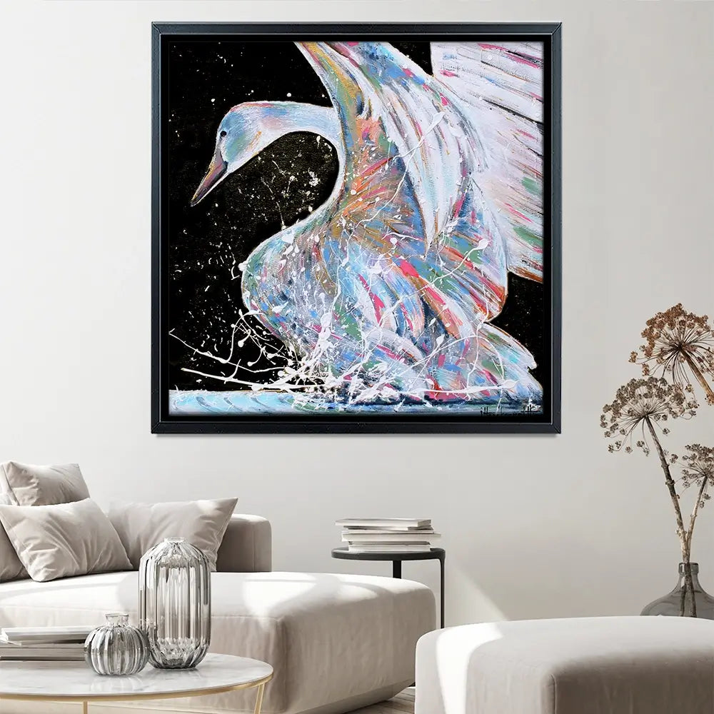 Loyal Swan Square Canvas Print Loyal Swan Square Canvas Print wall art product Studio Paint-Ing
