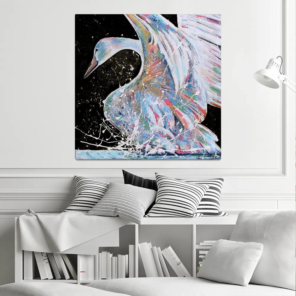 Loyal Swan Square Canvas Print Loyal Swan Square Canvas Print wall art product Studio Paint-Ing