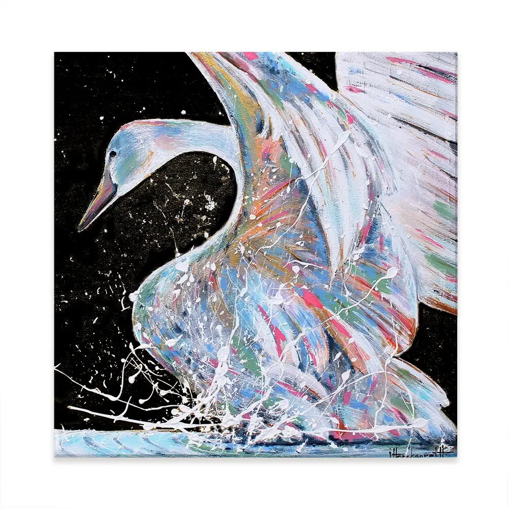 Loyal Swan Square Canvas Print Loyal Swan Square Canvas Print wall art product Studio Paint-Ing