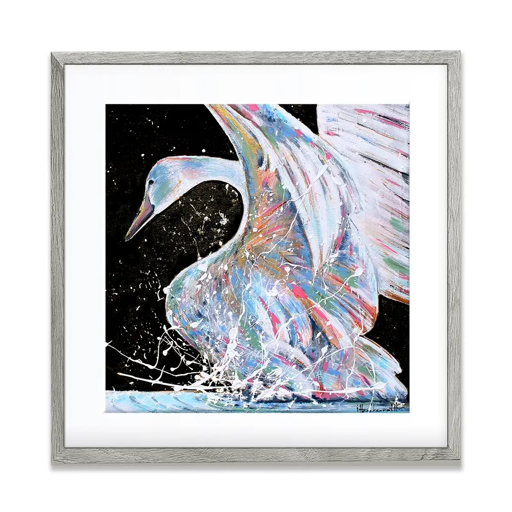 Loyal Swan Square Framed Art Print Loyal Swan Square Framed Art Print wall art product Studio Paint-Ing