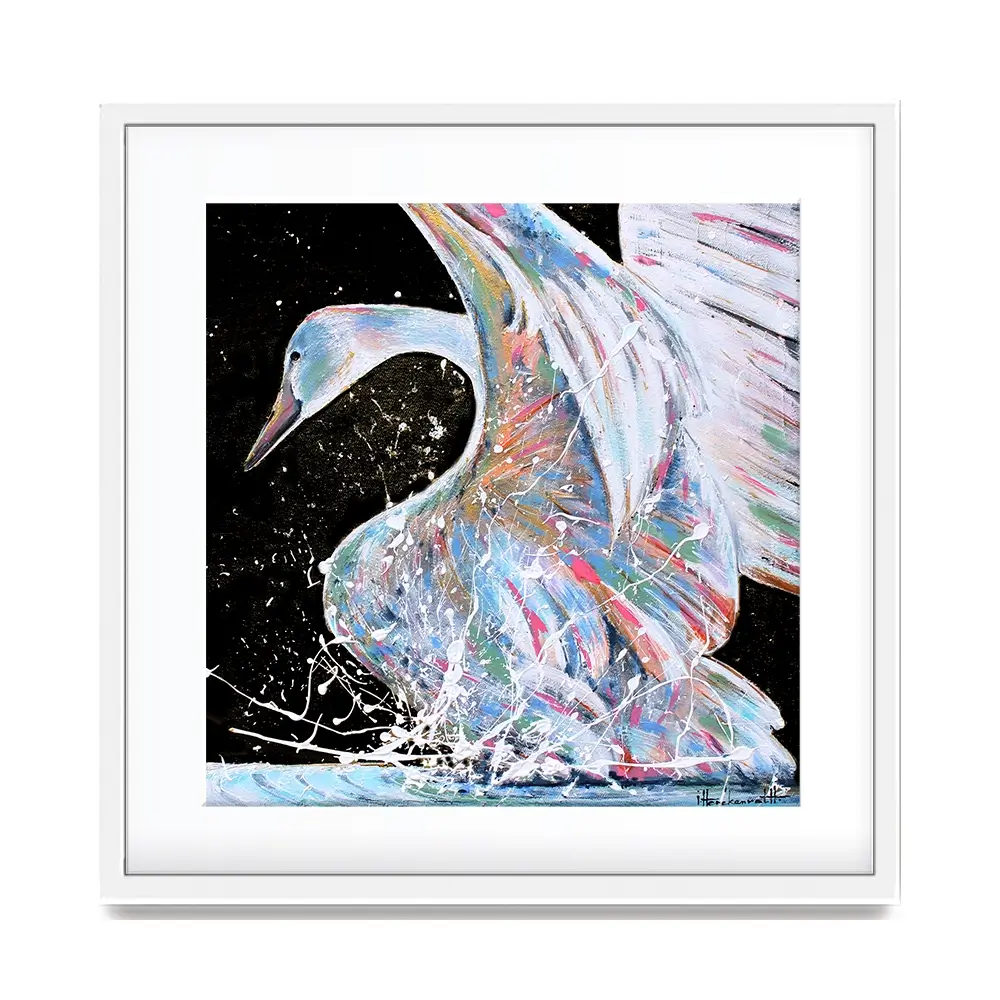 Loyal Swan Square Framed Art Print Loyal Swan Square Framed Art Print wall art product Studio Paint-Ing
