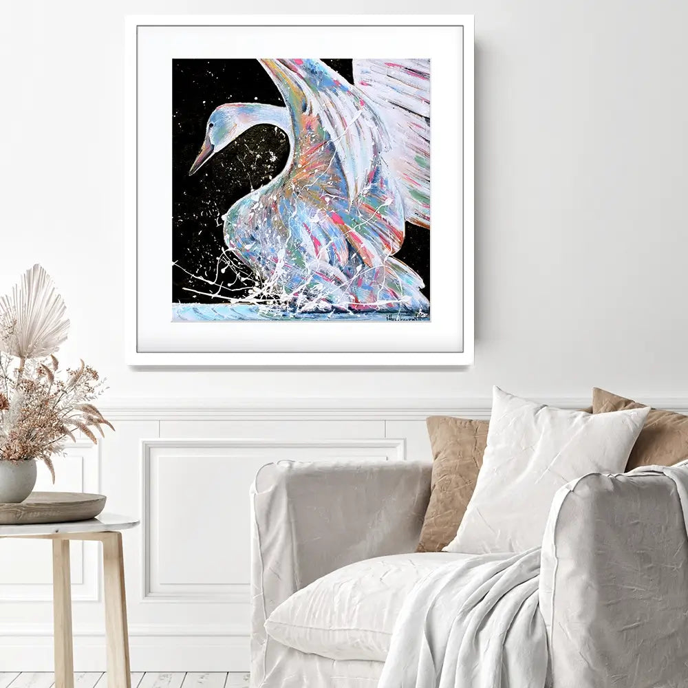 Loyal Swan Square Framed Art Print Loyal Swan Square Framed Art Print wall art product Studio Paint-Ing