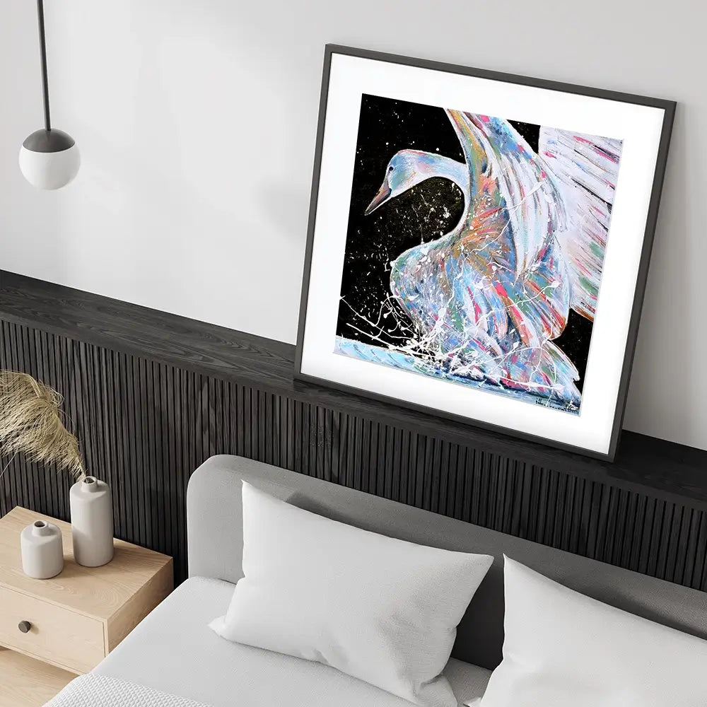 Loyal Swan Square Framed Art Print Loyal Swan Square Framed Art Print wall art product Studio Paint-Ing