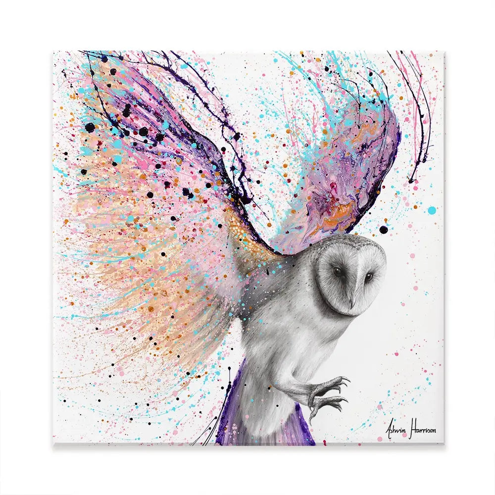 Luminous Luna Owl Square Canvas Print Luminous Luna Owl Square Canvas Print wall art product / Shutterstock