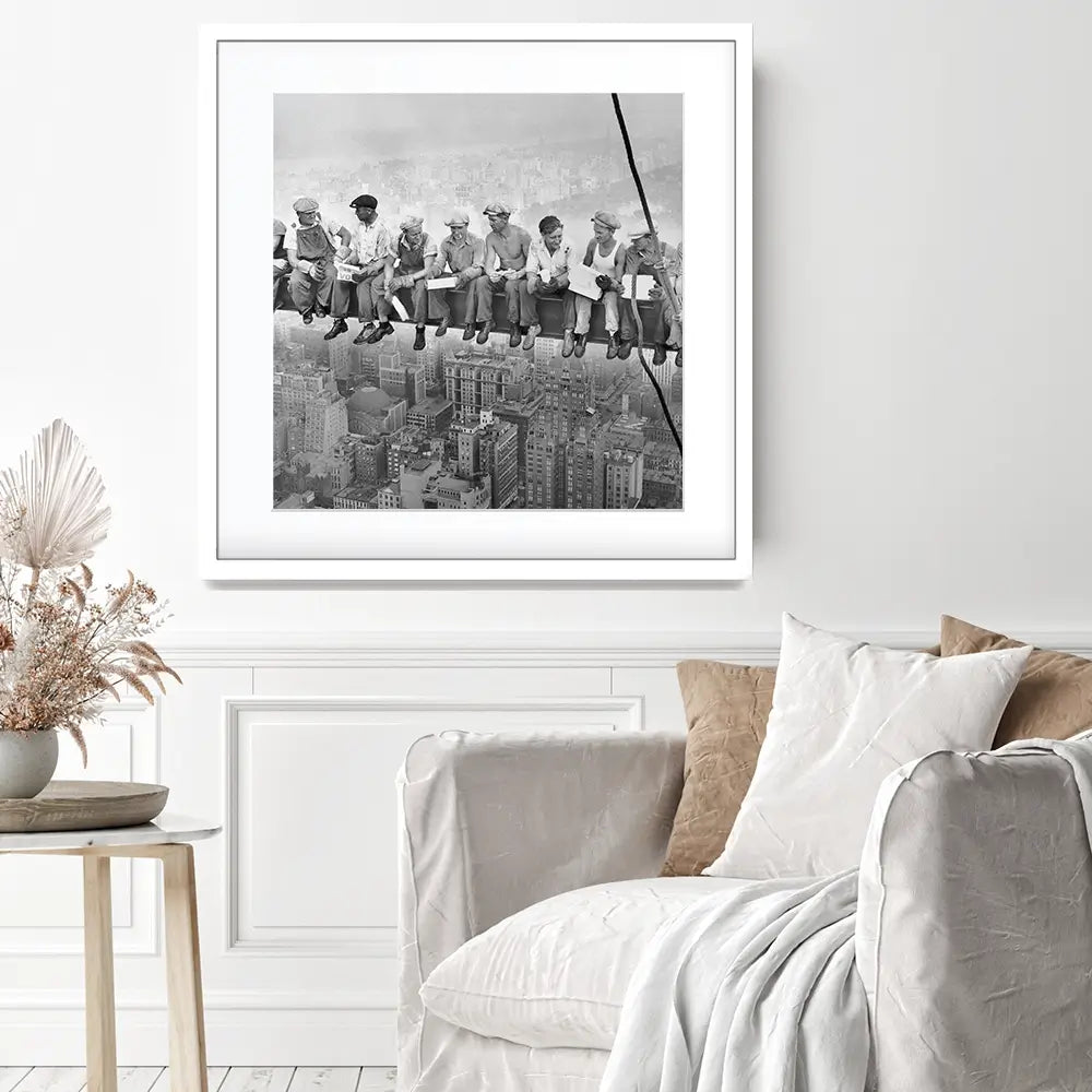 Lunch Atop A Skyscraper Square Framed Art Print Lunch Atop A Skyscraper Square Framed Art Print wall art product S Megalos