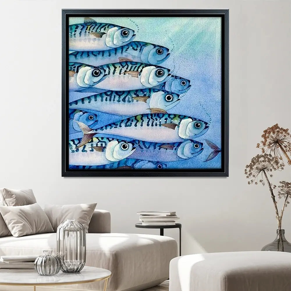 Mackerel Shoal Square Canvas Print Mackerel Shoal Square Canvas Print wall art product David Alexander Elder