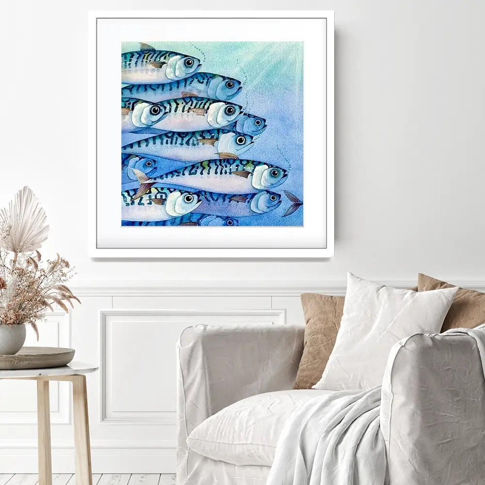 Mackerel Shoal Square Framed Art Print Mackerel Shoal Square Framed Art Print wall art product David Alexander Elder