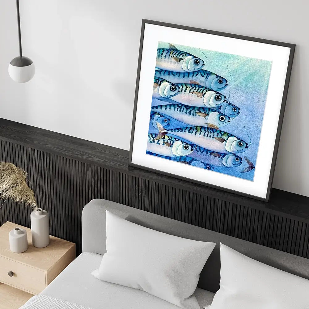 Mackerel Shoal Square Framed Art Print Mackerel Shoal Square Framed Art Print wall art product David Alexander Elder