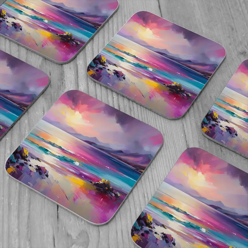 Magenta Skye Coaster Set Rainbow Soul Tree Coaster Set | Rainbow Soul Tree Art Coasters wall art product David Alexander Elder
