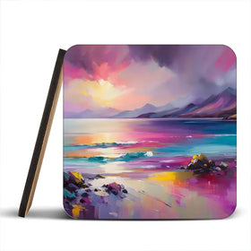 Magenta Skye Coaster Set Rainbow Soul Tree Coaster Set | Rainbow Soul Tree Art Coasters wall art product David Alexander Elder