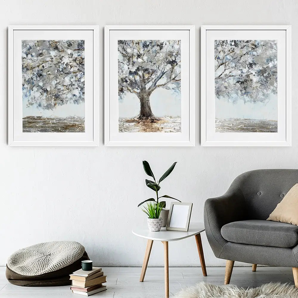 Magnificent Grey Tree Framed Art Print Trio Magnificent Grey Tree Framed Art Print Trio wall art product CHENYU ARTS / Shutterstock