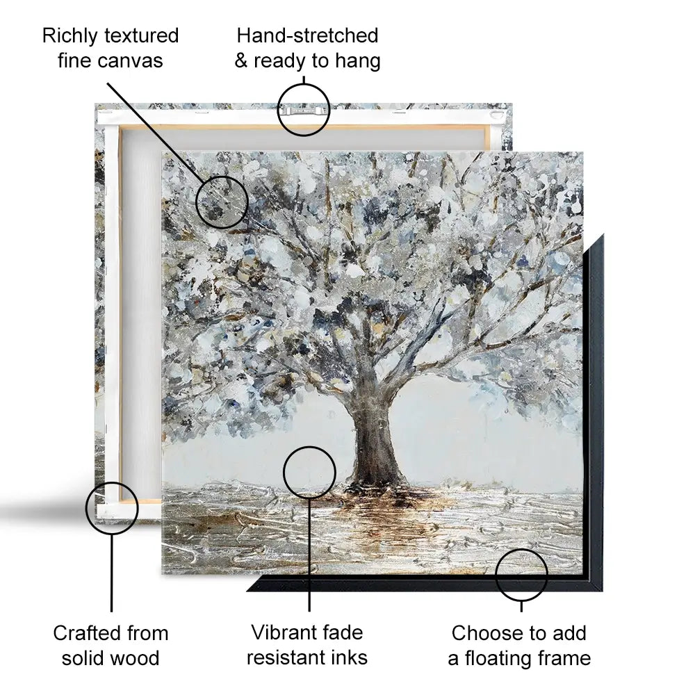 Magnificent Grey Tree Square Canvas Print Magnificent Grey Tree Square Canvas Print wall art product CHENYU ARTS / Shutterstock