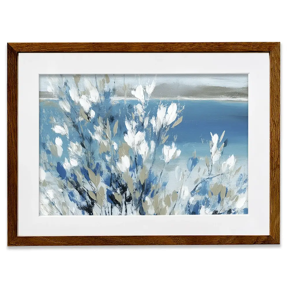 Magnolias Above Cobalt Water Framed Art Print Magnolias Above Cobalt Water Framed Art Print wall art product Chromatic Storm Studio