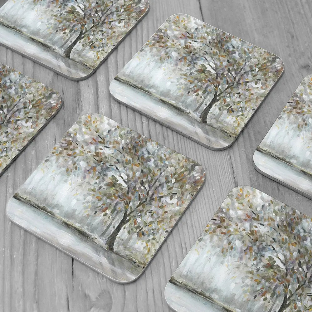 Majestic Timber Coaster Set Rainbow Soul Tree Coaster Set | Rainbow Soul Tree Art Coasters wall art product Carol Robinson