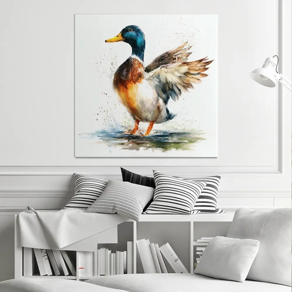 Mallard Flight Square Canvas Print Mallard Flight Square Canvas Print wall art product LSR Design Studio - Independent