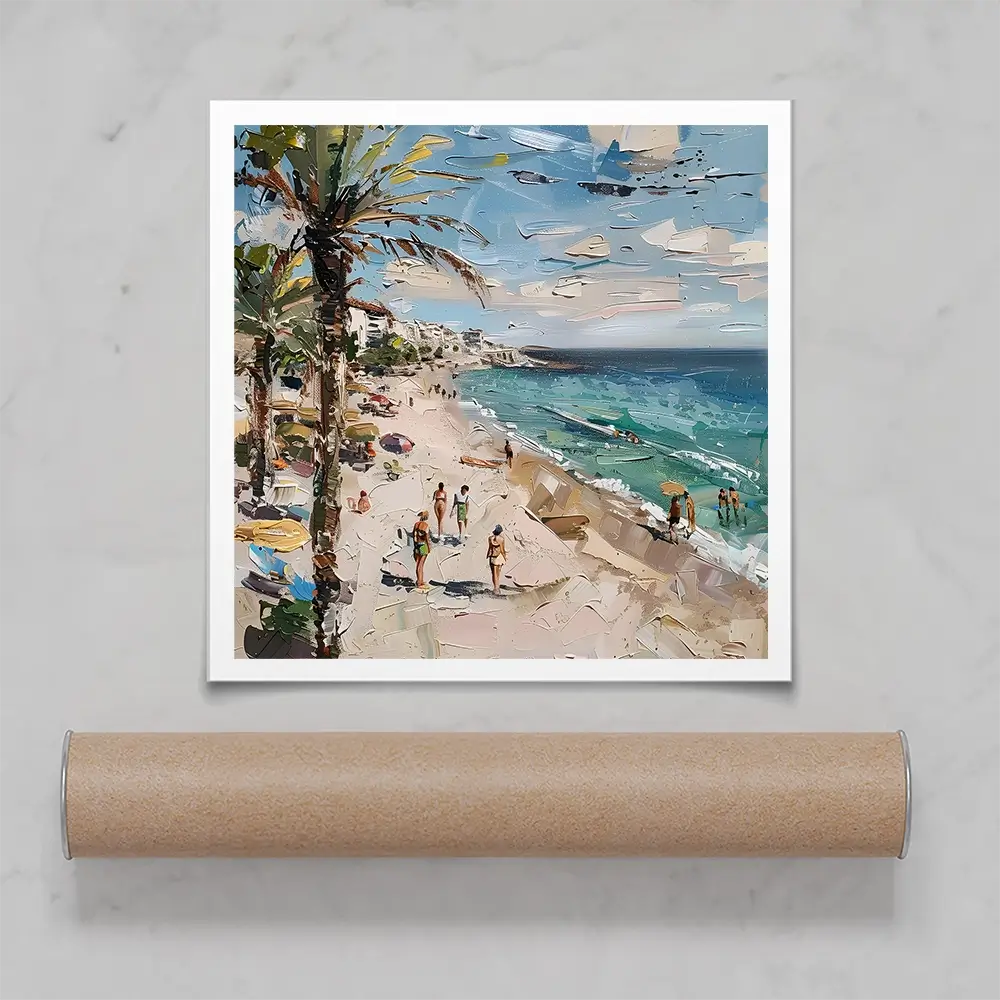 Mallorca Beach Day Square Art Print Mallorca Beach Day Square Art Print wall art product Elena Avanesova
