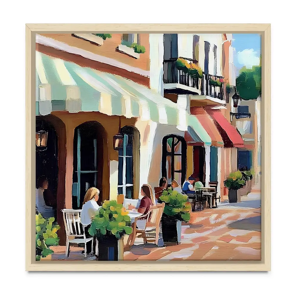 Mallorca Cafe Square Canvas Print Mallorca Cafe Square Canvas Print wall art product Elena Avanesova