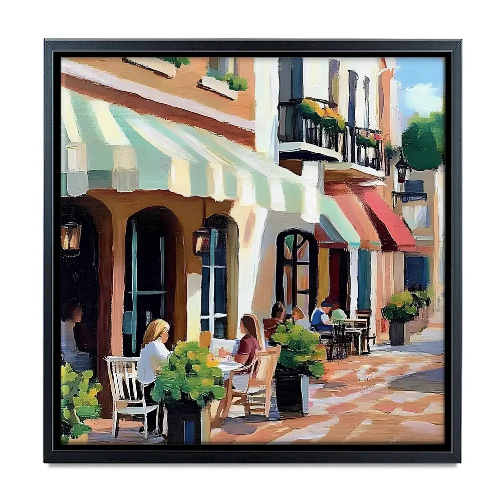 Mallorca Cafe Square Canvas Print Mallorca Cafe Square Canvas Print wall art product Elena Avanesova