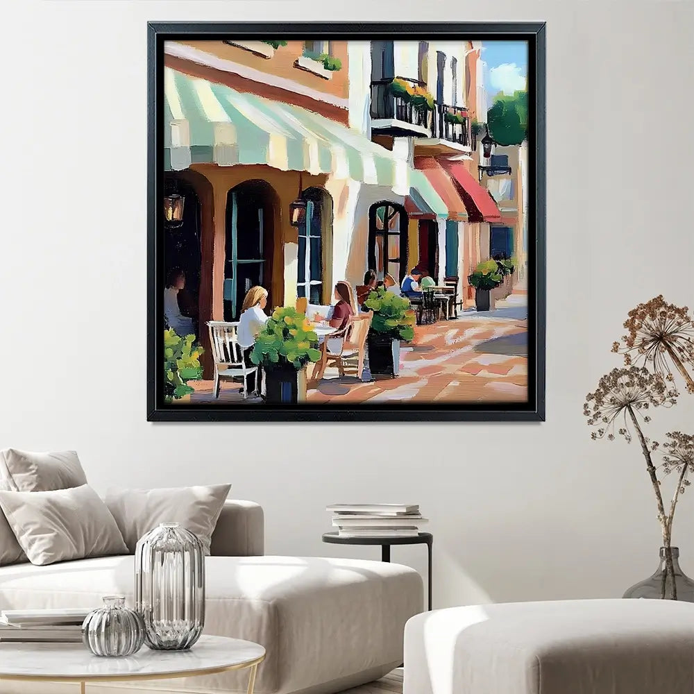 Mallorca Cafe Square Canvas Print Mallorca Cafe Square Canvas Print wall art product Elena Avanesova