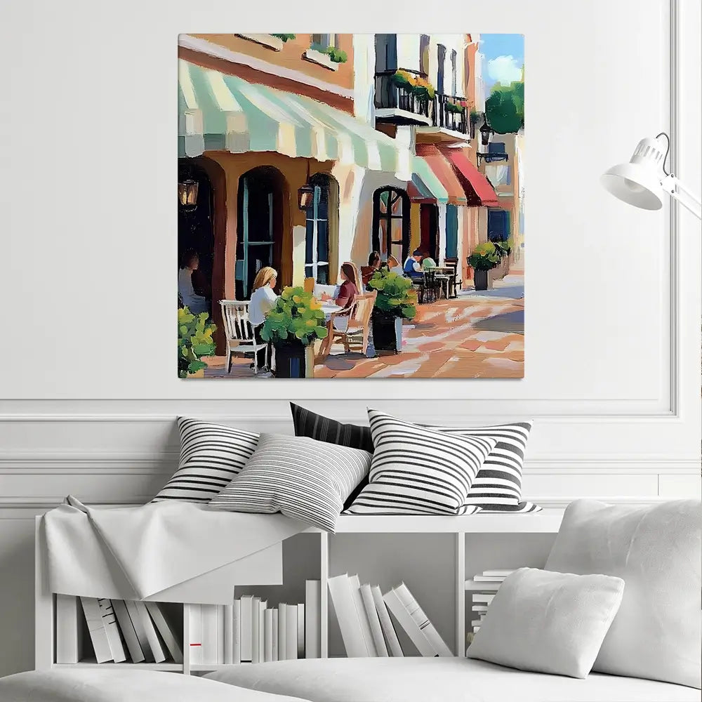 Mallorca Cafe Square Canvas Print Mallorca Cafe Square Canvas Print wall art product Elena Avanesova
