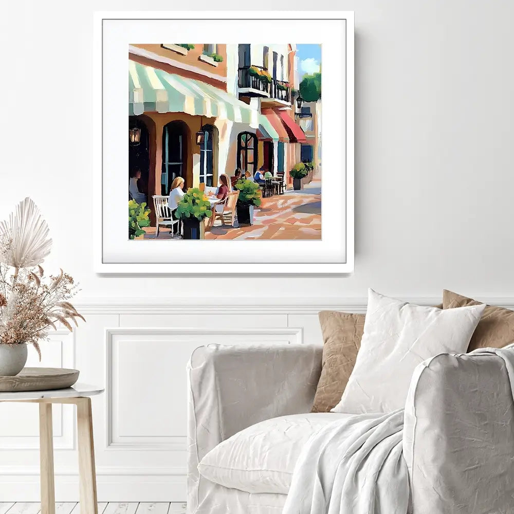 Mallorca Cafe Square Framed Art Print Mallorca Cafe Square Framed Art Print wall art product Elena Avanesova