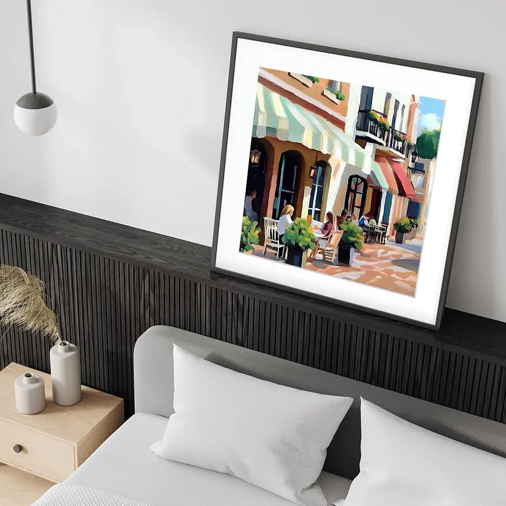 Mallorca Cafe Square Framed Art Print Mallorca Cafe Square Framed Art Print wall art product Elena Avanesova