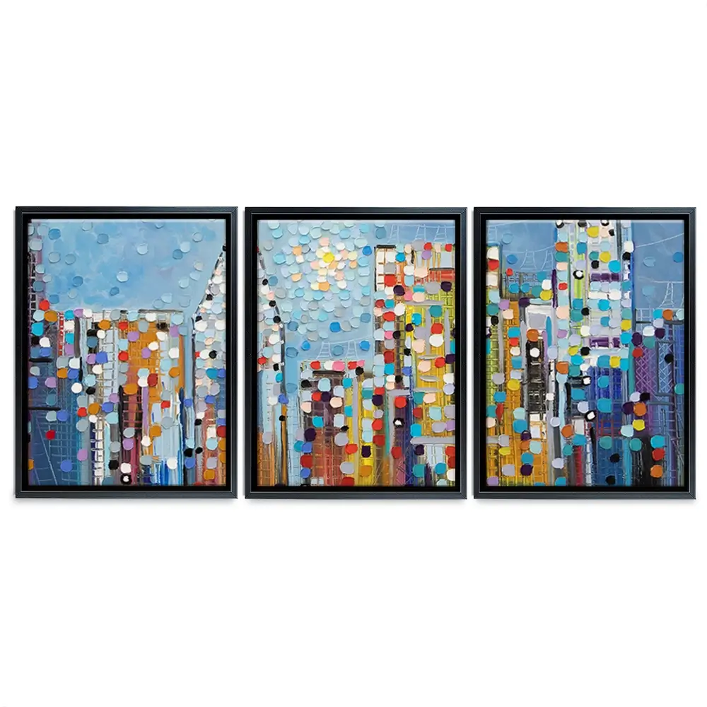 Manhattan Skyline Trio Canvas Print Manhattan Skyline Trio Canvas Print | Triptych Artwork wall art product Ekaterina Ermilkina