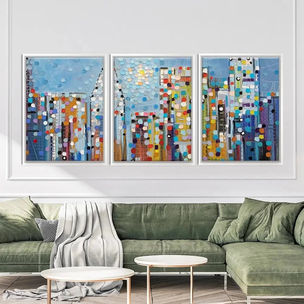 Manhattan Skyline Trio Canvas Print Manhattan Skyline Trio Canvas Print | Triptych Artwork wall art product Ekaterina Ermilkina