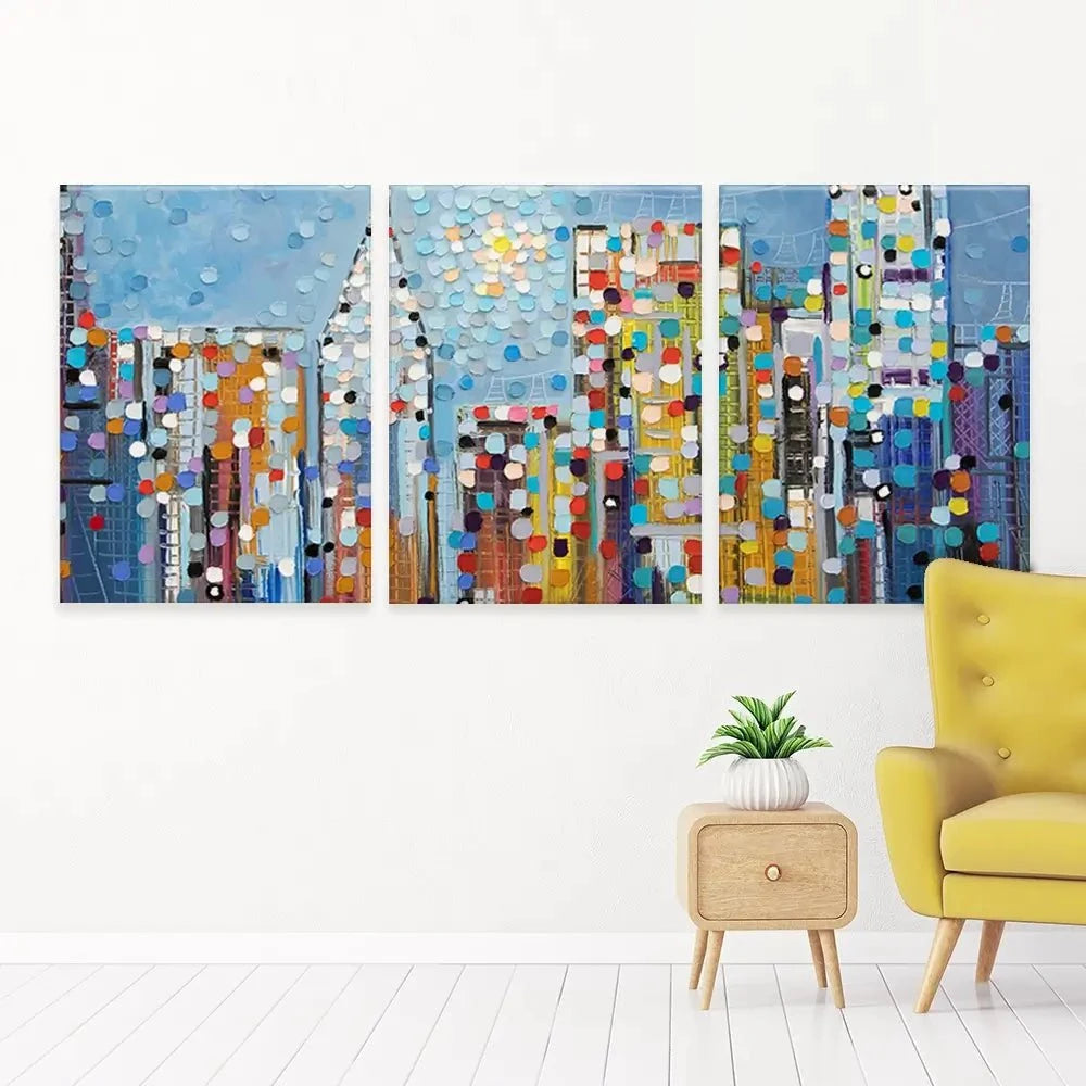 Manhattan Skyline Trio Canvas Print Manhattan Skyline Trio Canvas Print | Triptych Artwork wall art product Ekaterina Ermilkina