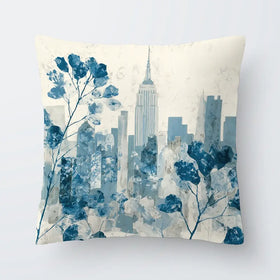 Manhattan Skyline With Blossoms Cushion Manhattan Skyline With Blossoms Cushion wall art product Chromatic Storm Studio