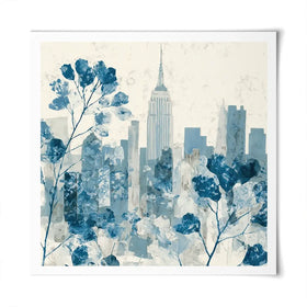 Manhattan Skyline With Blossoms Square Art Print Manhattan Skyline With Blossoms Square Art Print wall art product Chromatic Storm Studio