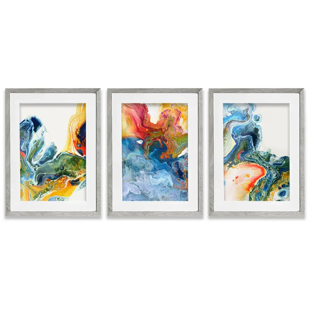 Marble Flow Framed Art Print Trio Marble Flow Framed Art Print Trio wall art product Rudchenko Liliia / Shutterstock