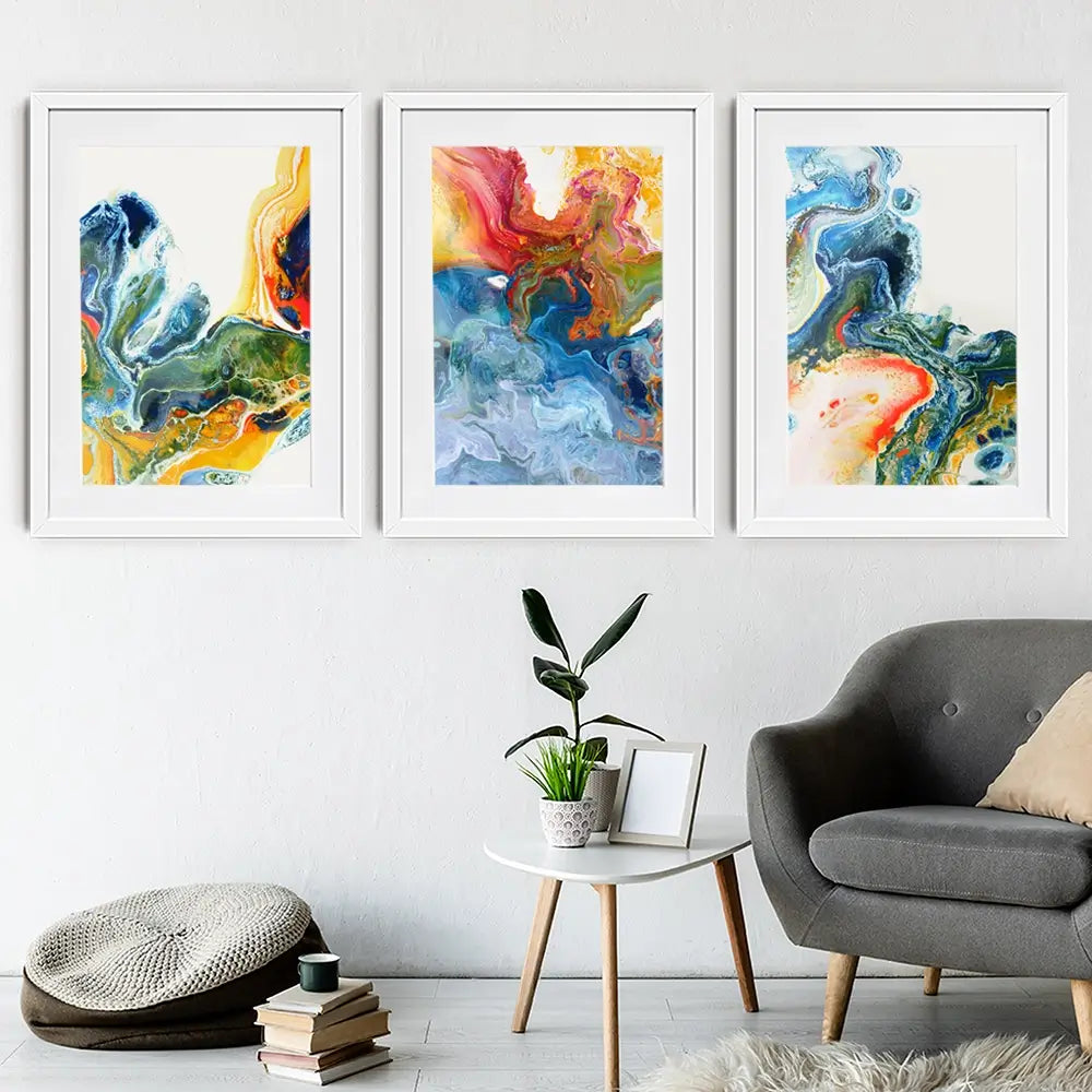 Marble Flow Framed Art Print Trio Marble Flow Framed Art Print Trio wall art product Rudchenko Liliia / Shutterstock