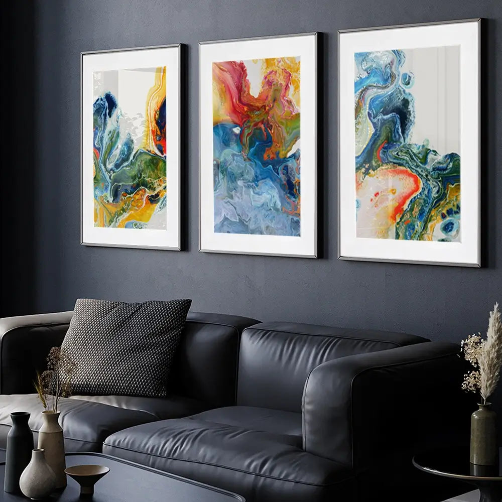 Marble Flow Framed Art Print Trio Marble Flow Framed Art Print Trio wall art product Rudchenko Liliia / Shutterstock
