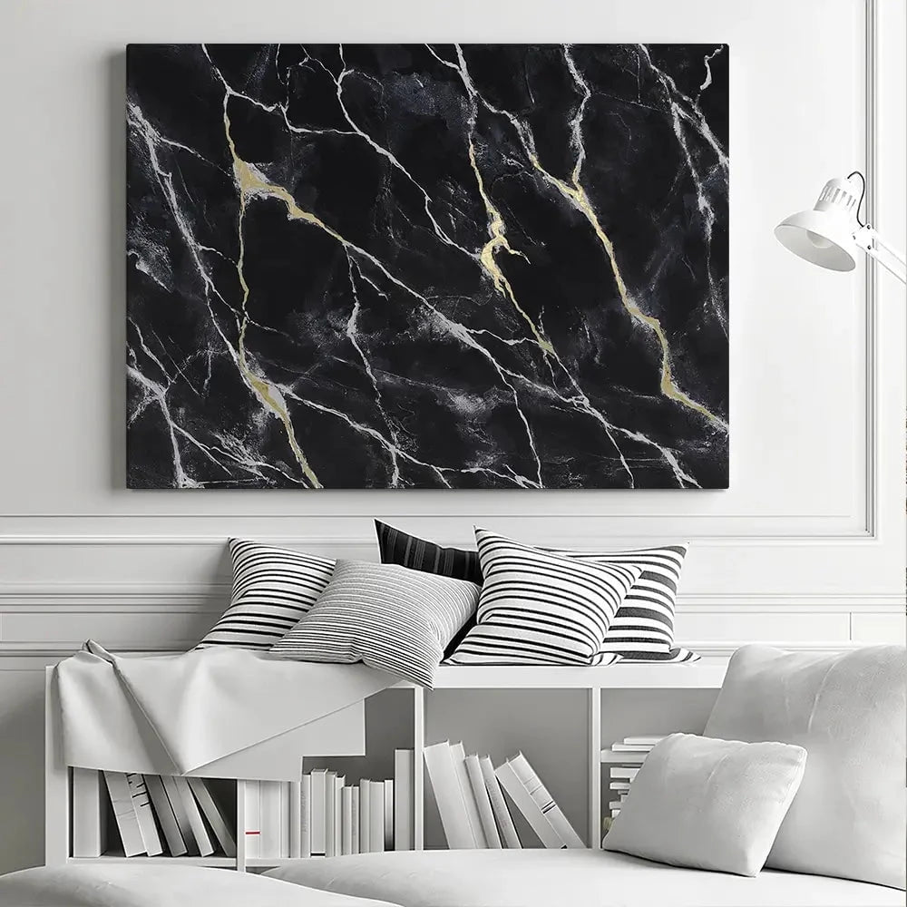 Marbled Black Canvas Print Marbled Black Canvas Print wall art product Michael Willett