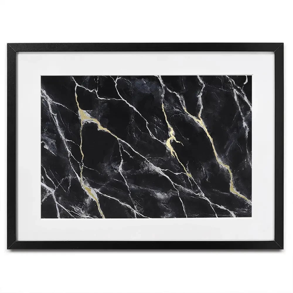Marbled Black Framed Art Print Marbled Black Framed Art Print wall art product Michael Willett