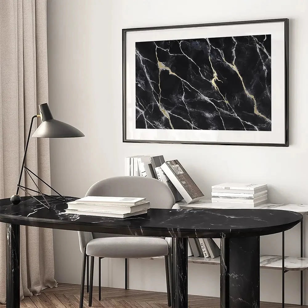 Marbled Black Framed Art Print Marbled Black Framed Art Print wall art product Michael Willett