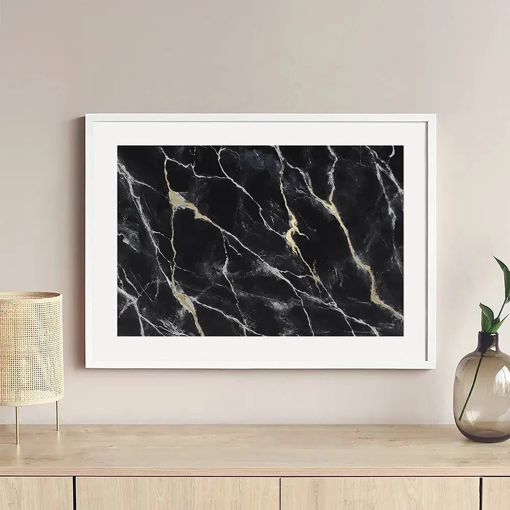 Marbled Black Framed Art Print Marbled Black Framed Art Print wall art product Michael Willett