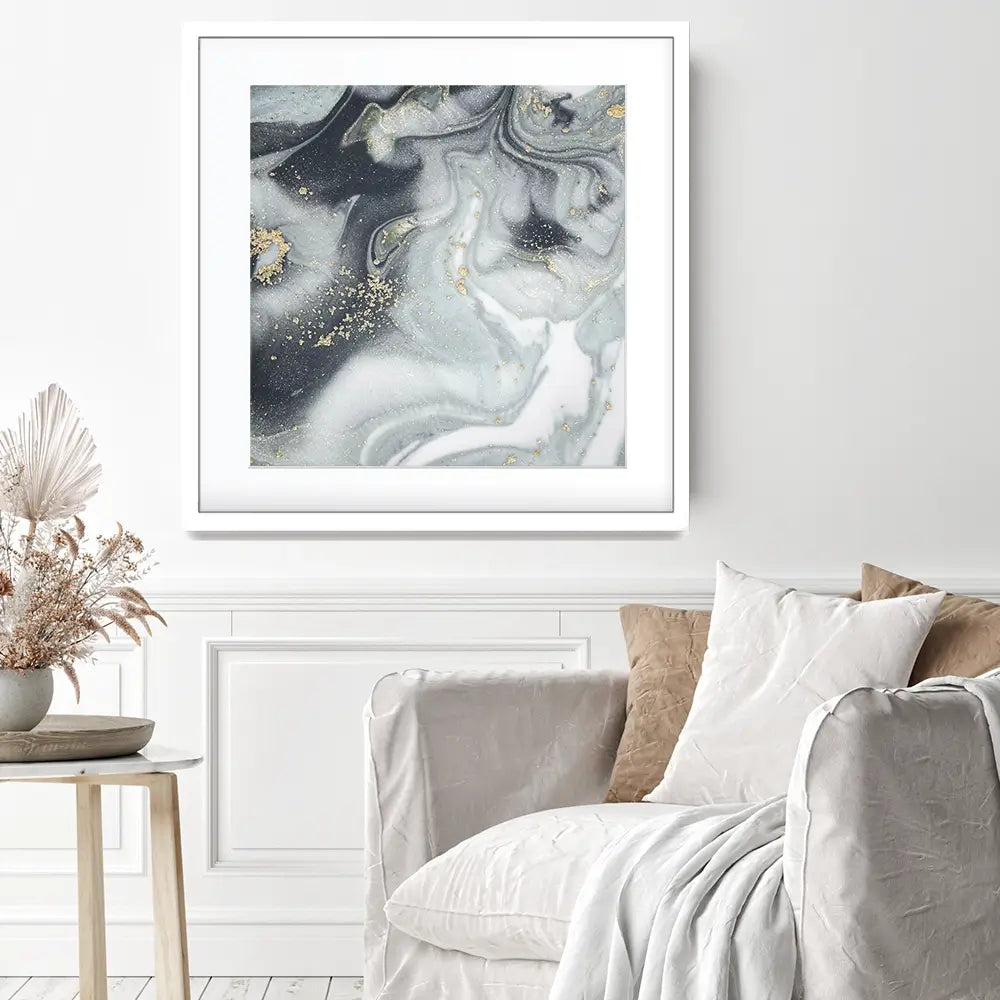 Marbled Grey Hues Square Framed Art Print Marbled Grey Hues Square Framed Art Print wall art product CARACOLLA / Shutterstock