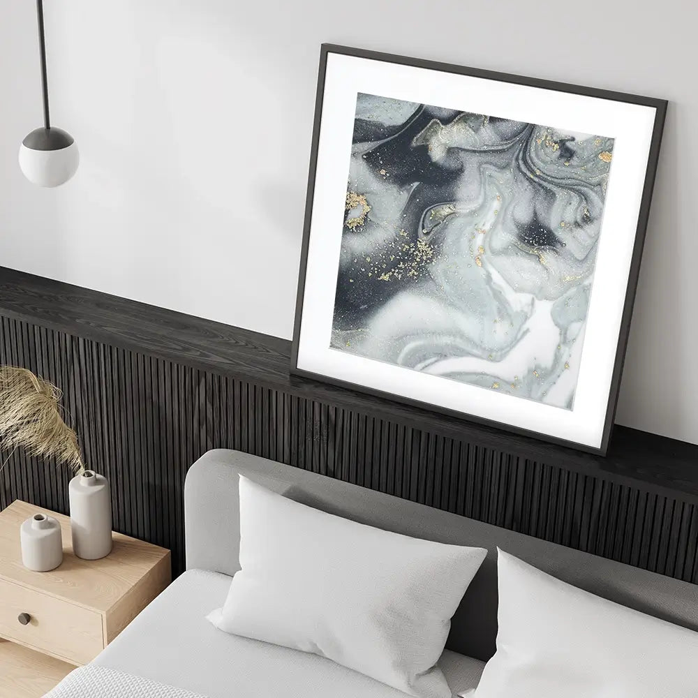 Marbled Grey Hues Square Framed Art Print Marbled Grey Hues Square Framed Art Print wall art product CARACOLLA / Shutterstock